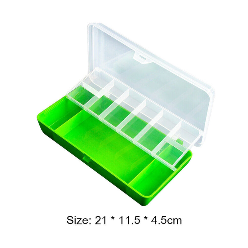11 Compartments Fishing Box Double Layer Lure Hook Storage Case (Green) Newly