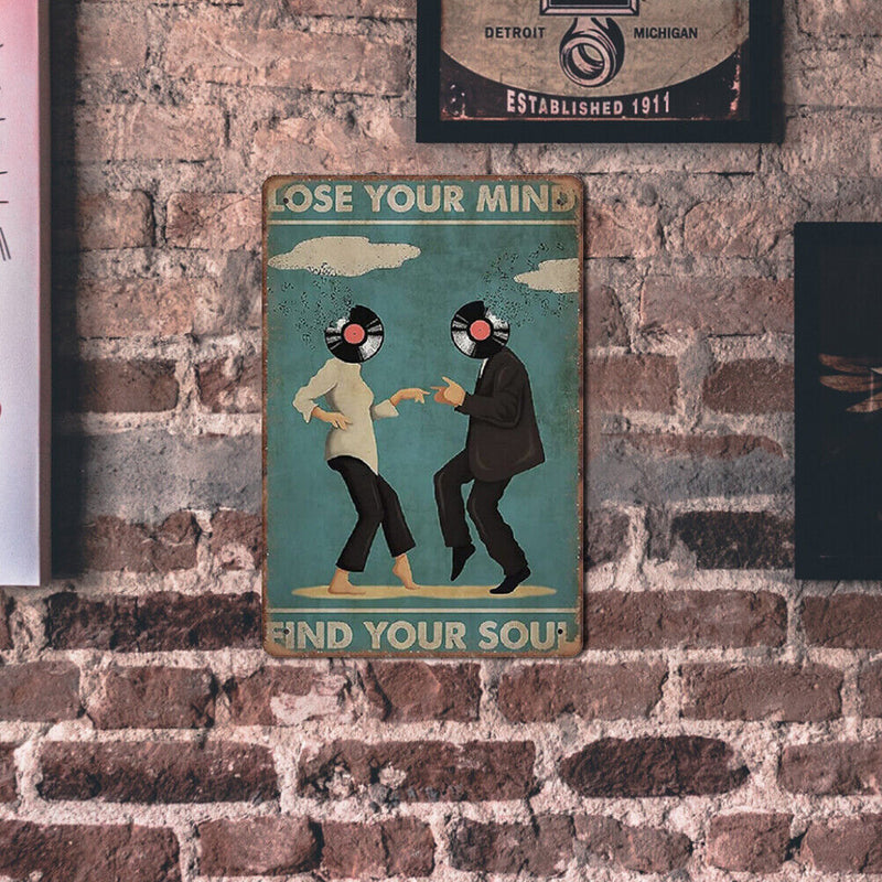 Record Couple Retro Metal Plate Tin Sign for Bar Pub Club Cafe Wall Art