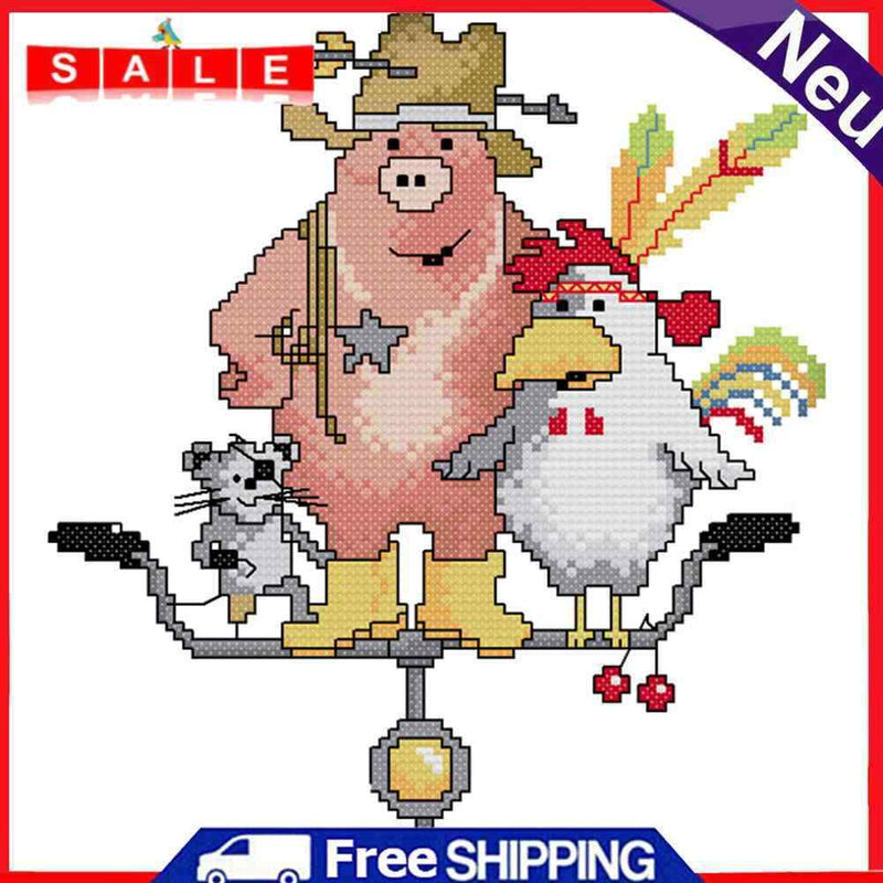 Partial Cross Stitch Animals Friends 14CT DIY Printed Needlework Home Decoration