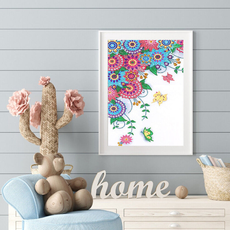 5D Part Special Shaped Drill Diamond Painting Flower Butterfly Kit Wall Art