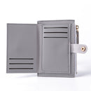 Women Fashion Solid Color Multi-slot Card Holder PU Leather Wallet (Gray)