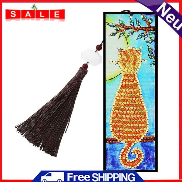 Diamond Painting Bookmark 5D DIY Special Shaped Leather Book Marks with Tassels