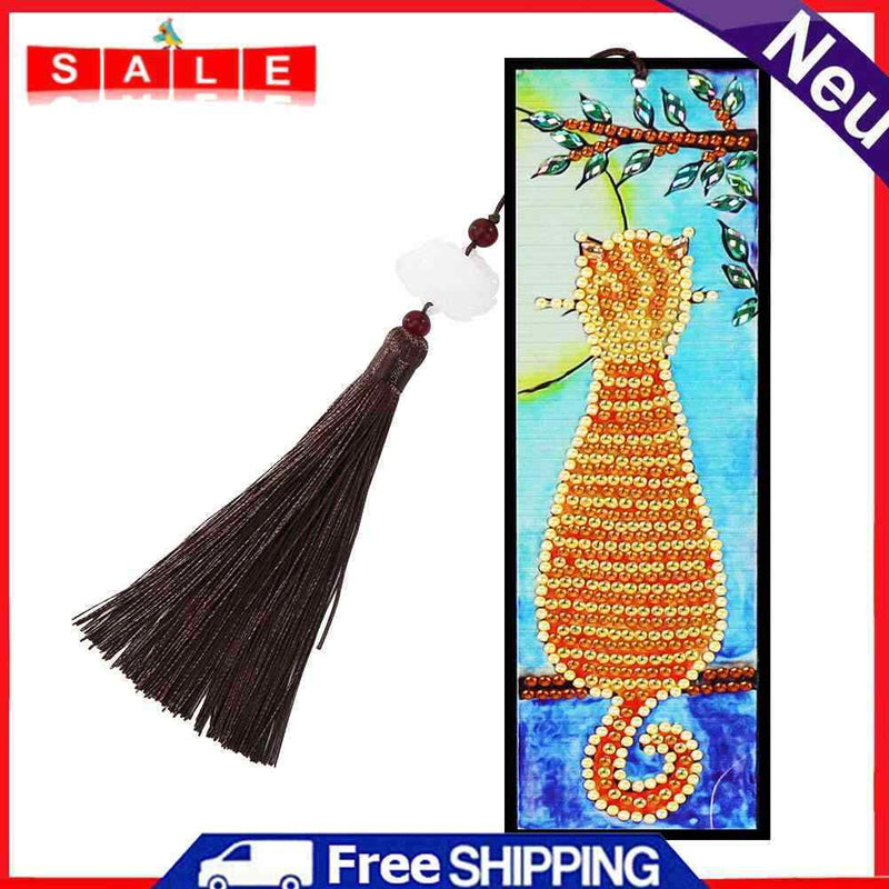 Diamond Painting Bookmark 5D DIY Special Shaped Leather Book Marks with Tassels
