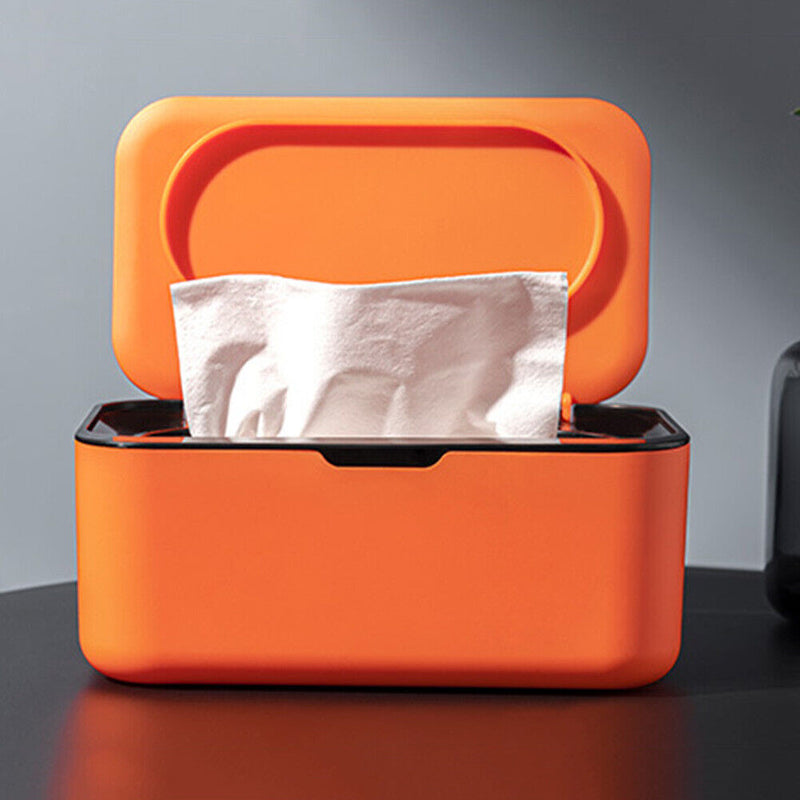 Wet Wipes Storage Box with Lid Home Tissue Dispenser Napkin Case (Orange)