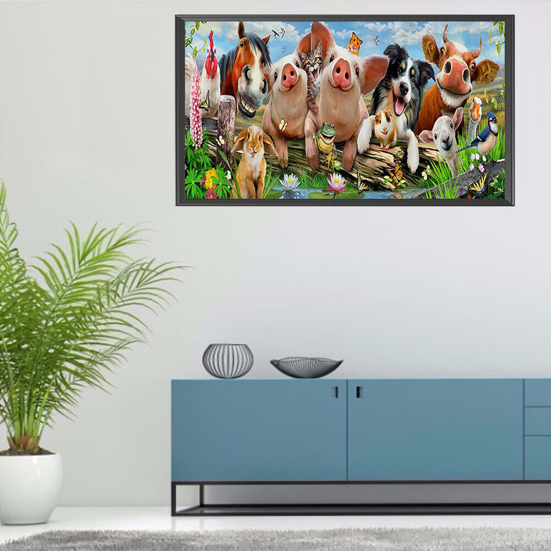 Animal Family Oil Paint By Numbers Kits Canvas DIY Picture Hand Painted Drawi