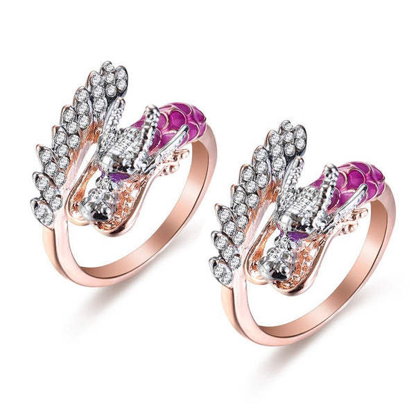 Engagement Crystal Wedding Band Rings Dragon Rings Gothic Rhinestone Zircon