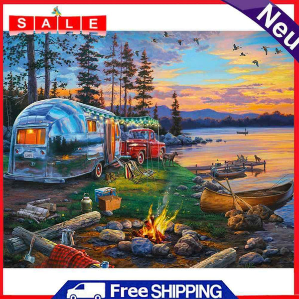 50x40cm Lake Scenery Frameless Picture Oil Paint By Numbers Hand Painted Picture
