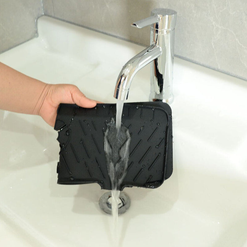 Faucet Absorbent Mat Sink Splash Guard Drying Pads for Kitchen RV (Black) Newly