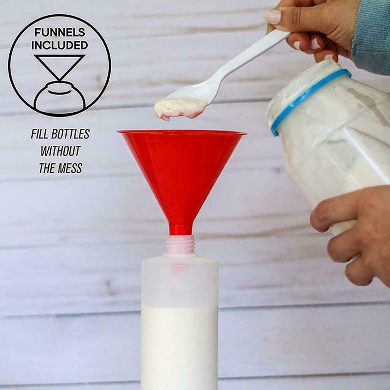 4PCS Plastic Red Different Size Funnel Set Kitchen Oil Garden Clean Fuel to D6I9
