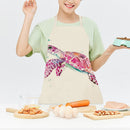Kitchen Linen Apron Pink Turtle Painted Party Supply Cooking Cleaning Pinafore
