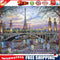Canvas Paint By Numbers City Tower Oil Hand Painted Drawing Kit Home Decor