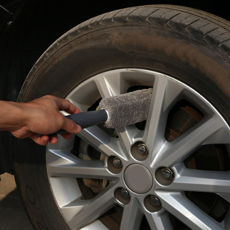Microfiber Car Wheel Rim Brush Plastic Handle Cleaning Brush Washing Tool Newly
