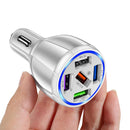 5USB QC3.0 Car Charger 3.1A Multi Ports Phone Fast Quick Charging (White) Newly