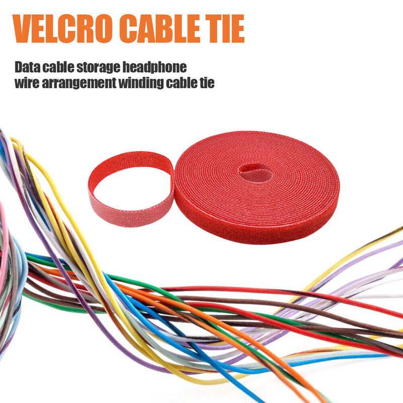 1m Durable Self Adhesive Cable Fastener Tape Wire Strap (Red 100x1cm)