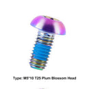 6pcs T25 Plum Disc Brake Rotor M5x10mm Fixed Screws Cycling Parts (Purple) Newly