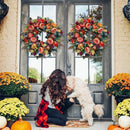 Harvest Decor Halloween Pumpkin Wreath Thanksgiving Floral Hoop Peony Garland