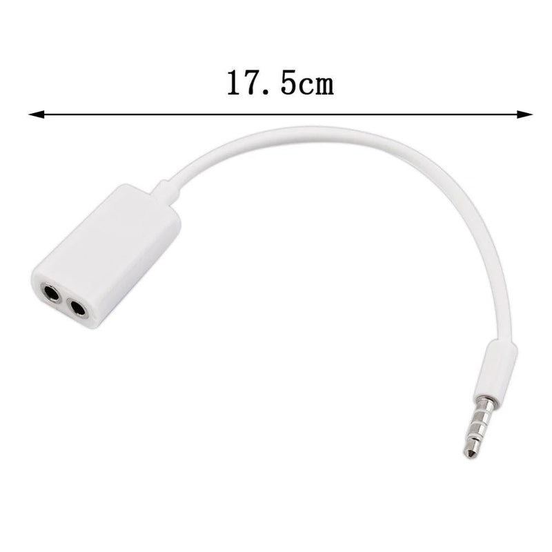 White Earphone Headphone Double Cord Adapter Y Splitter Cable Audio Cable