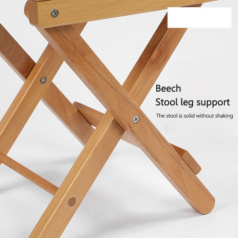 Wood Chair Portable Foldable Outdoor Camping Fishing BBQ Bench Stool (Log)