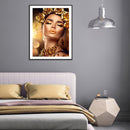 5D DIY Golden Lady Full Round Diamond Painting Mosaic Picture Wall Rhinesto
