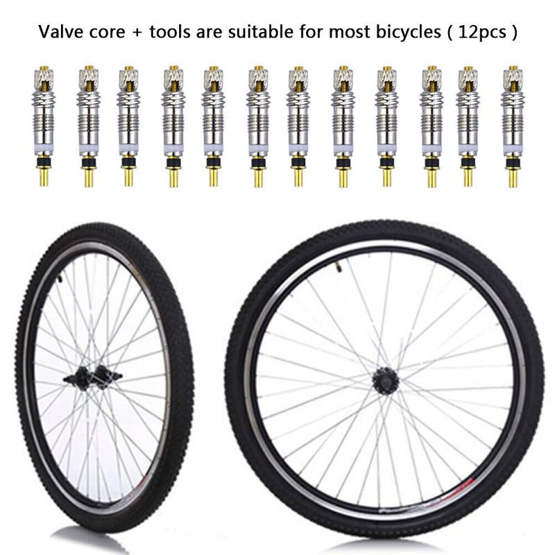2/6/12pcs Replacement Brass Presta Valve Cores + Remover for Mountain Road