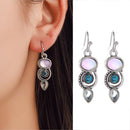 Water Drop Earrings Women Moonstone Dangle Ear Hook Jewelry Gift (Bright)