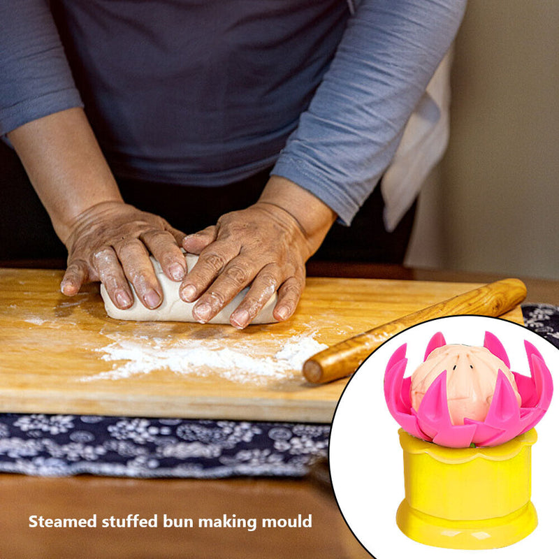 Chinese Baozi Pastry Pie Stuffed Bun Maker Mold DIY Kitchen Tool (Yellow L)