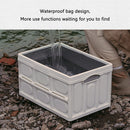 Folding Storage Box with Wooden Lid Outdoor Camping Clothing Sorting Organizers