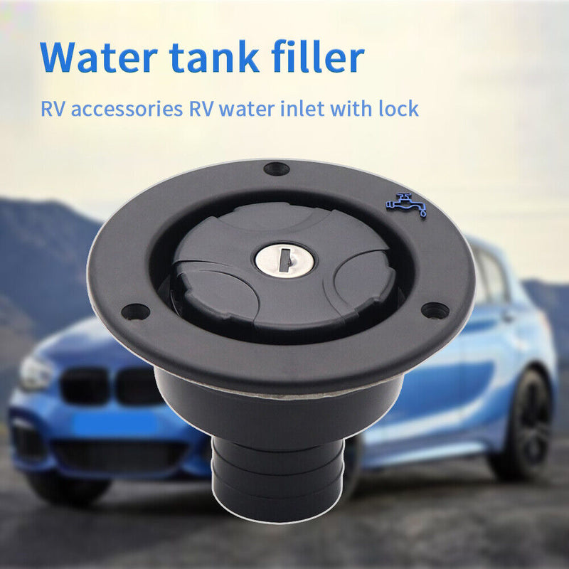 Automobile Car Fresh Water Fill Hatch RV Boat Camp Filler Lockable Inlet Fi