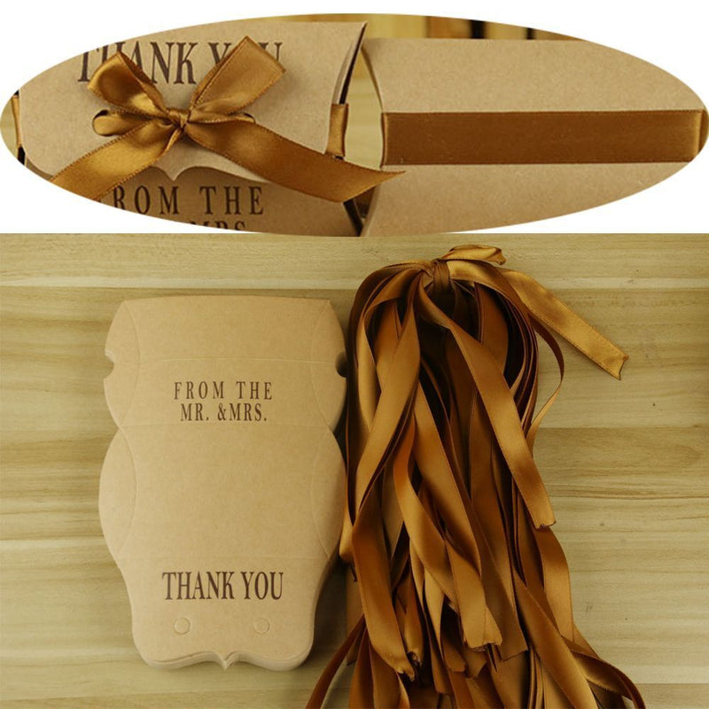 Wedding Favor Present Romantic Classic Kraft Paper Gift Candy Box Pillow Shape