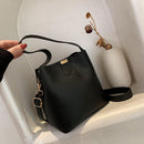 Fashion Mini PU Leather Handbag Tote Pure Color Shoulder Crossbody Bucket Bag