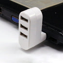 Mini Rotatable 3 Port USB Hub U Disk Reader Splitter for PC (USB 2.0 White)