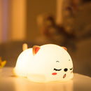 Silicone LED Night Light Cartoon Bear Touch Pat Remote Control Color Lamp