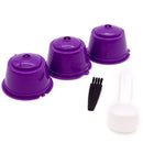 3pcs Coffee Capsule Filters Refillable Coffee Cups for Dolce Gusto (Purple)