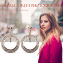 Rhinestone Round Dangle Ear Hoop Women Hollow Drop Earrings Alloy Jewelry Gif