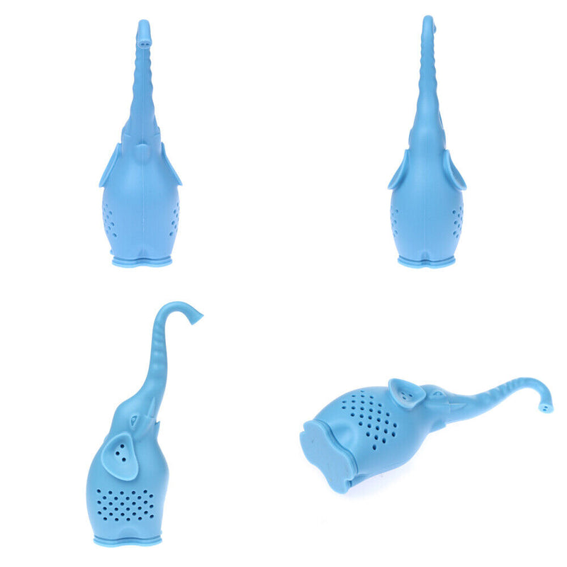Silicone Elephant Shape Mug Cup Loose Leaf Herb Filter Tea Infuser (Blue) Newly