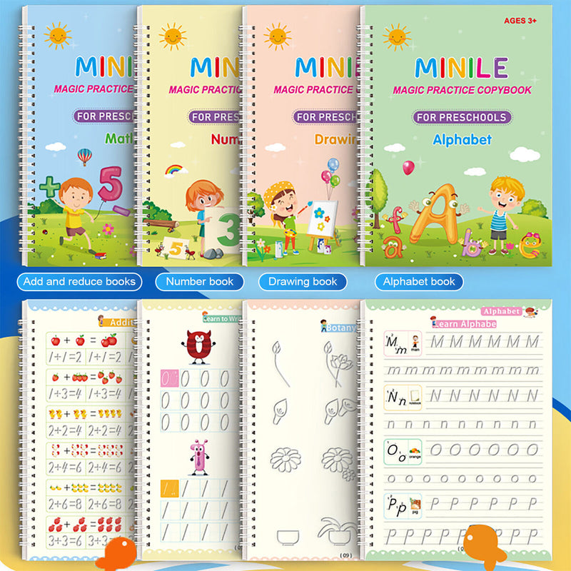 Practice Copybook English Tracing Book Set (Alphabet Number Math Drawing)