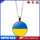 Ukraine Flag Necklace Round Glass Ukrainian Charm Pendant Fashion Jewelry