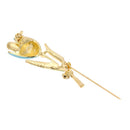 Tulip Flower Brooch Pin Crystal Rhinestone Women Costume Jewelry(Light Blue