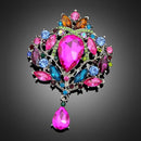 Women Large Drop Brooch Pins Crown Glass During Rhinestone Accessories Jewelry