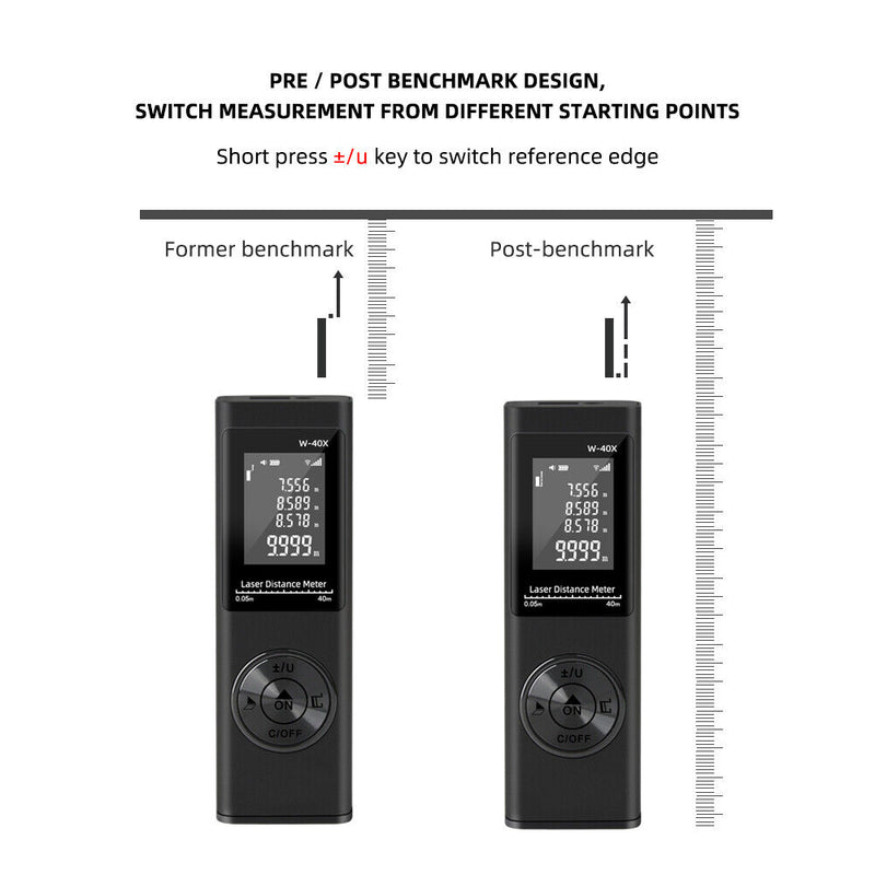 40m Digital Rangefinder HD Distance Meter Electronics Ruler Portable Home Tools