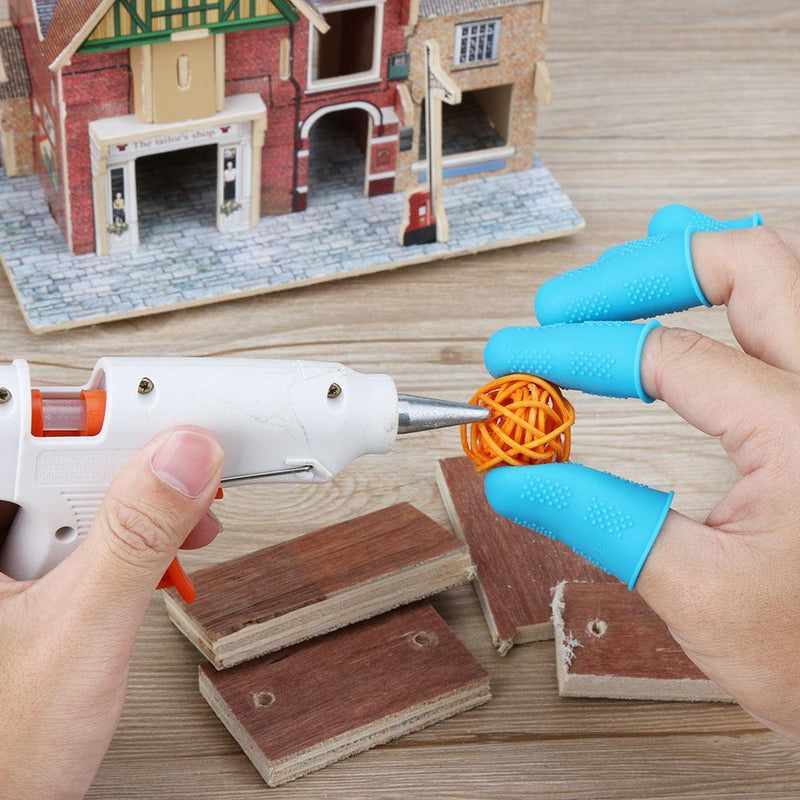 Matefield Anti-Slip Hot Glue Gun Fingerguard Silicone Finger Guard, Blue