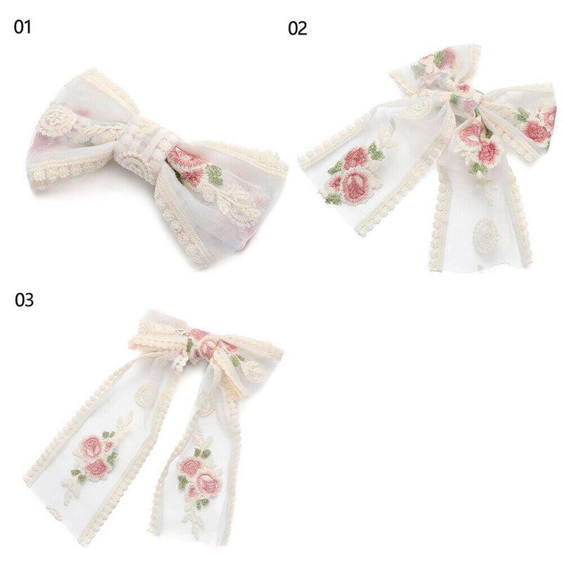 Style Sweet Hair Barrettes Ponytail Lace Hair Clips Bow Knot Hair Barrettes