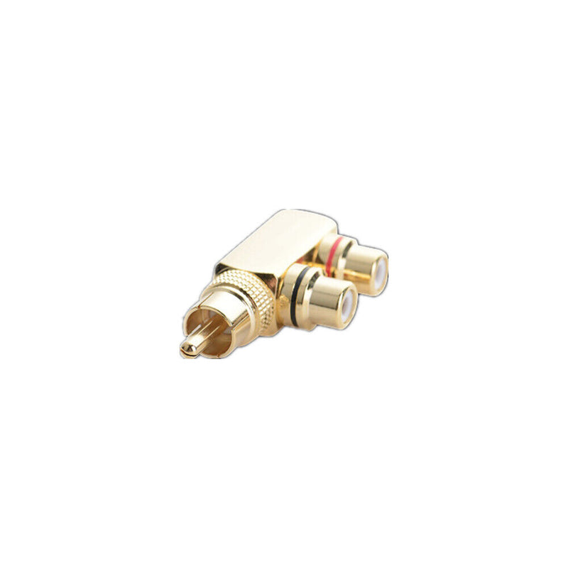 1 Male to 2 RCA Female AV Audio Video Adapter Plug Splitter Converter Connector