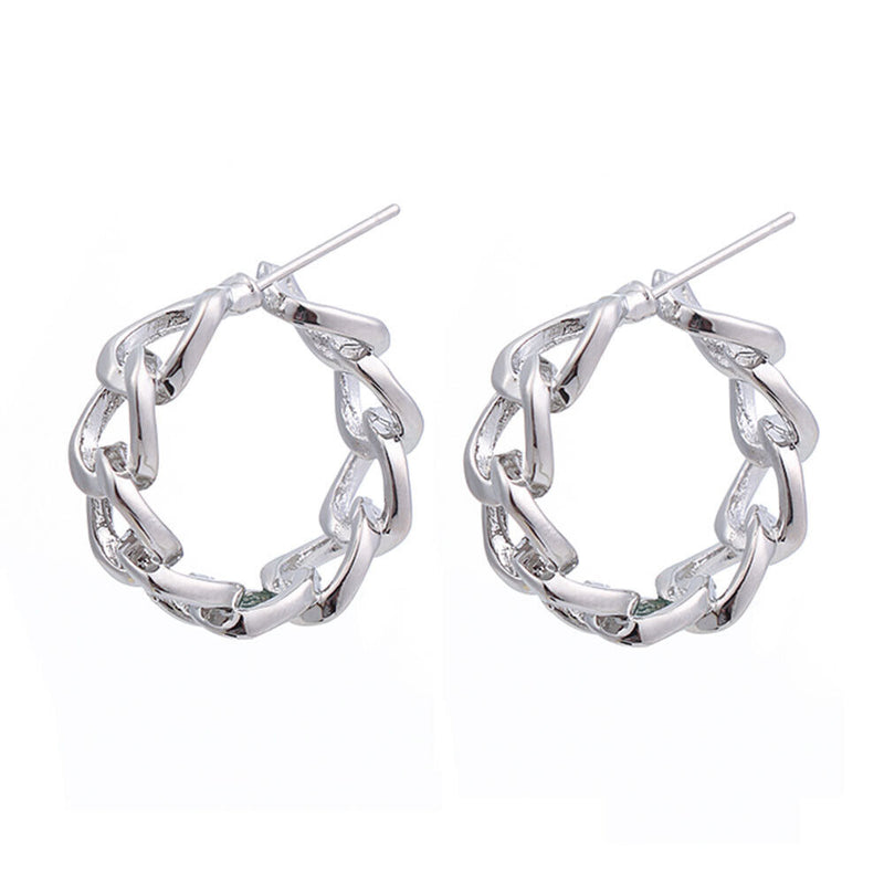 Wedding Jewelry Metal Round Earrings Geometric Hollow Chain Hoop Earrings