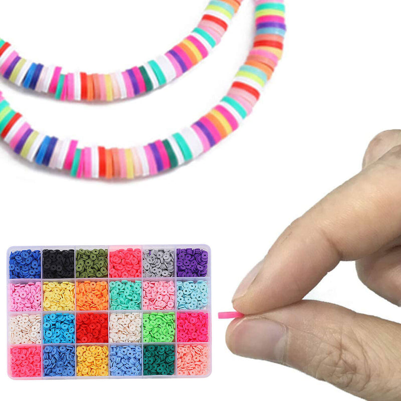 Polymer Clay Beads-Flat Round Spacer Beads DIY Jewelry Marking Kit for Bracelet