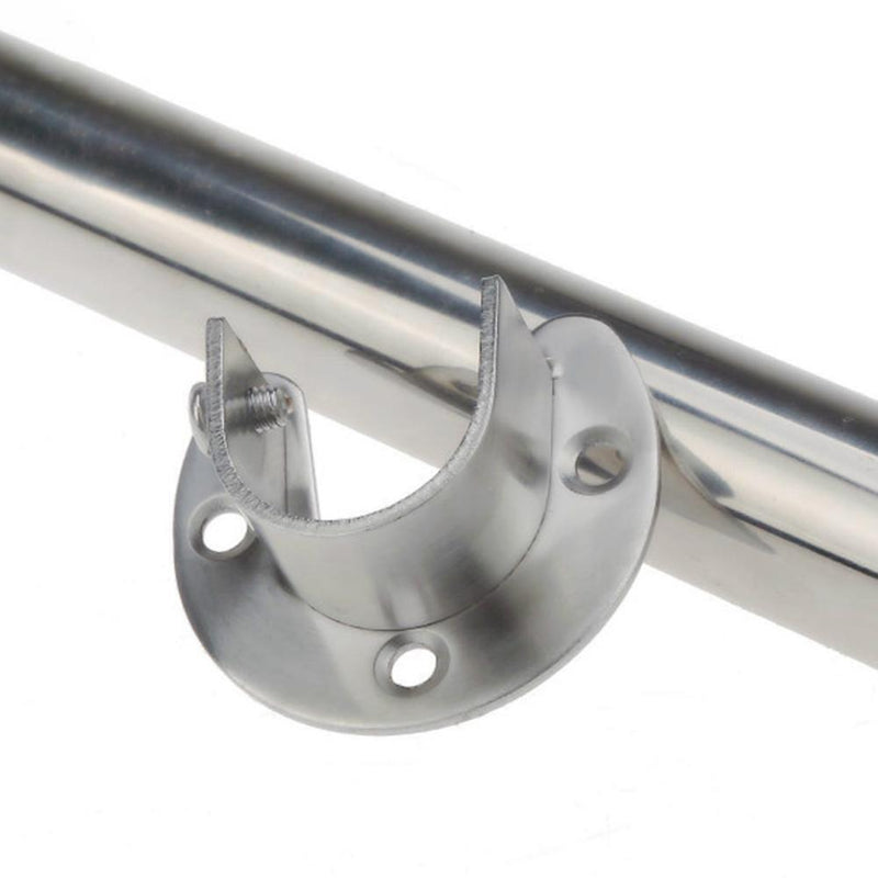 Stainless Steel U-Shaped Closet Rod End Wardrobe Hang Rail Pole Support Soc