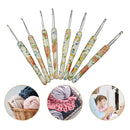 #A 8pcs Printed Crochet Hook Kit Aluminum Yarn Stitching Weaving Needles Tools
