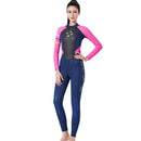 Women One Piece Diving Snorkeling Long Sleeve Surf Wetsuit (Black Red L)