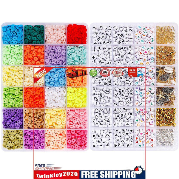 Bracelet Making Beads Kit Colorful Mixed Polymer Clay Beads DIY Jewelry Set