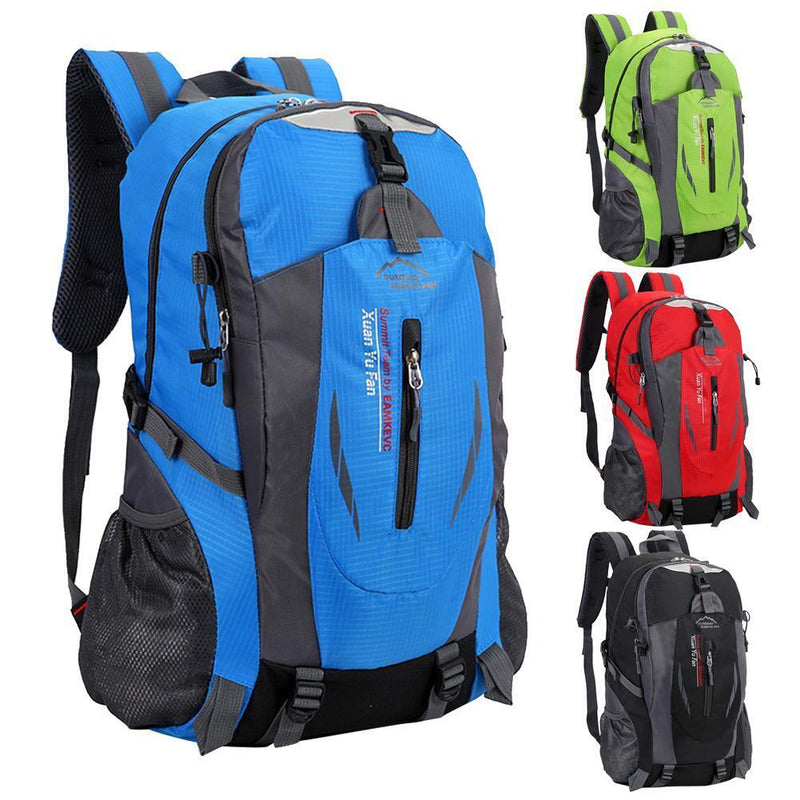 Casual Climbing Backpack Nylon Bags for Hiking Fitness Camping (Black)